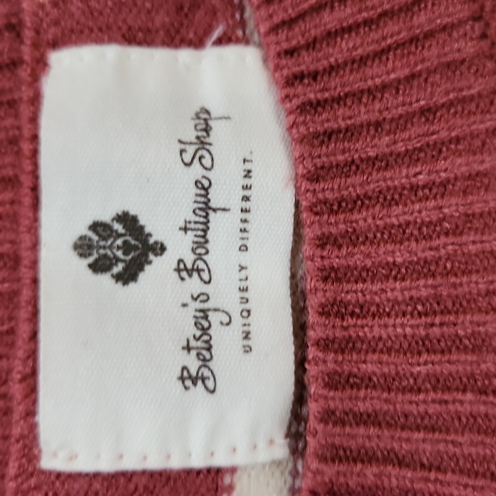 Crew Neck Burnt orange and Cream Striped Lighter Weight Sweater - Medium - Picture 3 of 6